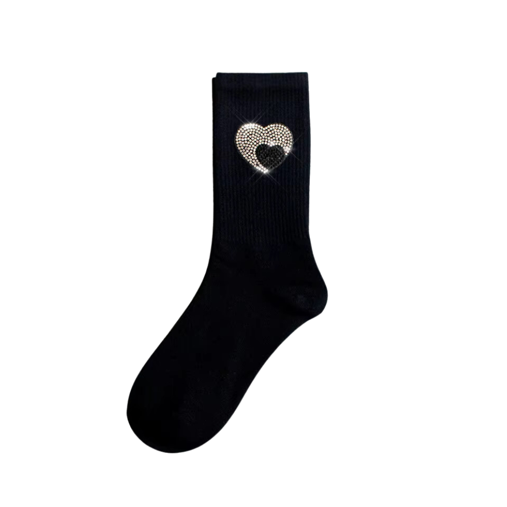 HEART SOCKS - BLK / SILVER