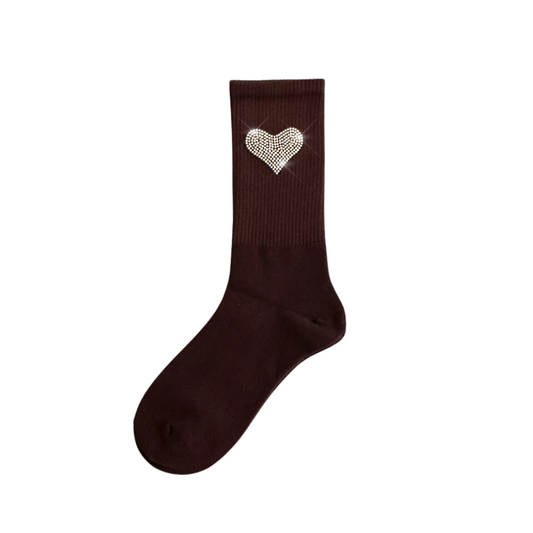 HEART SOCKS -  BROWN/ GOLD