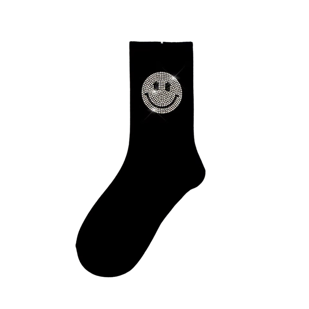 SMILEY SOCKS - BLK / SILVER