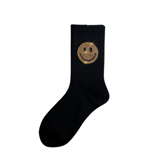 SMILEY SOCKS - BLK / GOLD